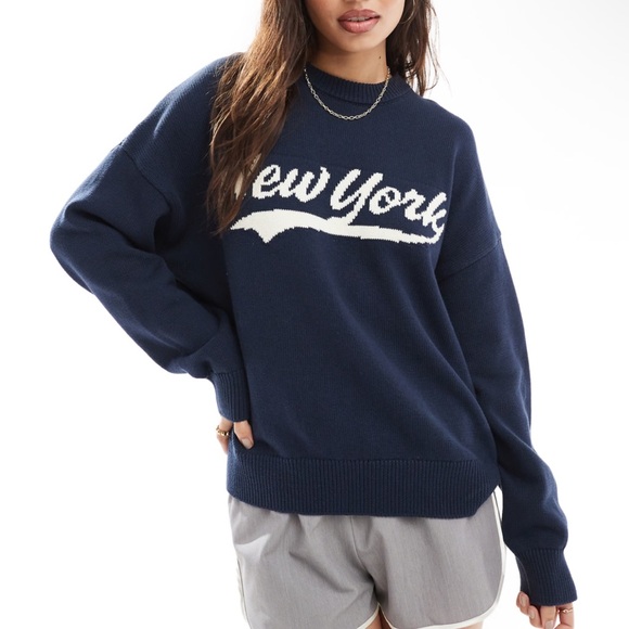 Cotton On Sweaters - Cotton On New York graphic crew neck sweater in navy